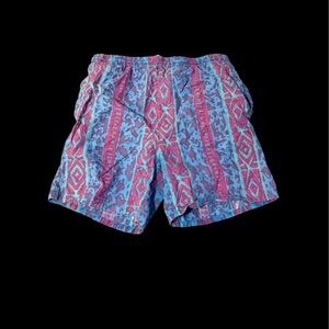 Sunset Highway All-Over Print Swim Shorts 100% Cotton Blue/Red Mens Size M